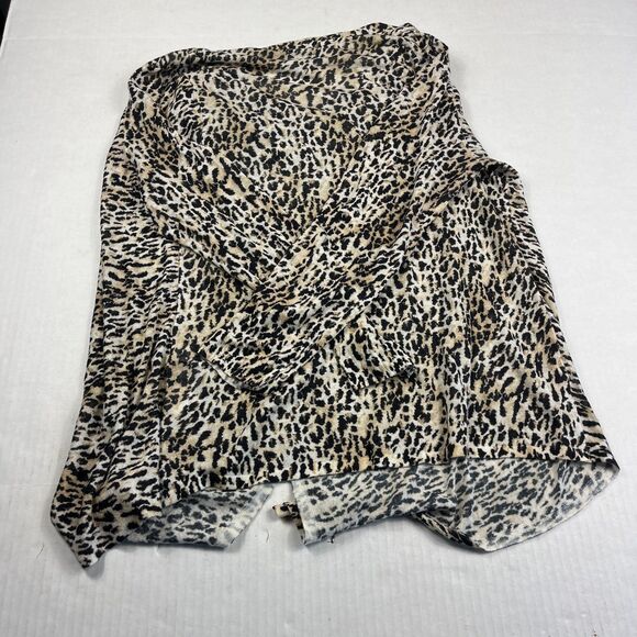 Chico’s Leopard Wrap Knit Tunic Sweater Boho Long Sleeve Slouchy Knit 1 Medium - Picture 11 of 12